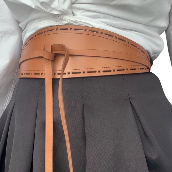 Banana Republic Genuine Leather Wrap-Style Wide Waist Belt Tan -Small - Picture 6 of 9